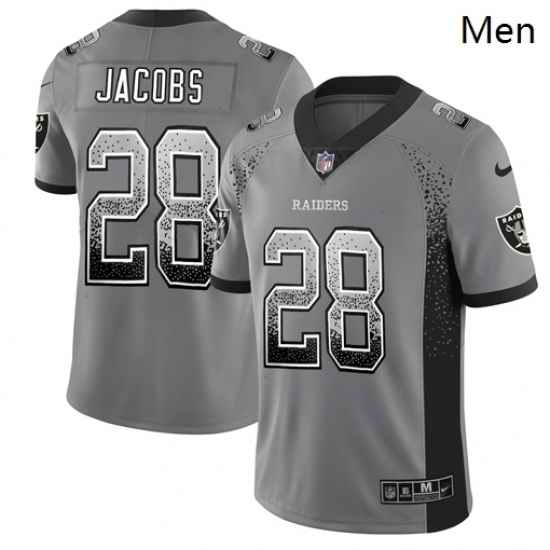 Raiders 28 Josh Jacobs Gray Drift Fashion Limited Jersey